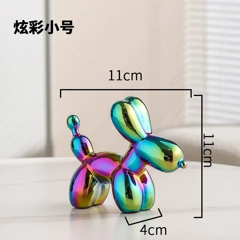Lisslune | Nordic Ceramic Balloon Dog Sculpture Gold Animal Decorations Statue Living Room Ornaments Creative Desktop Ornament Home Decor