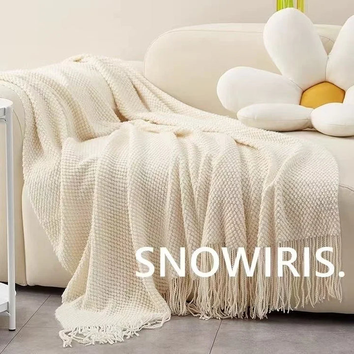 Rynx | Throws Nordic Style With Tassels Solid Color Throws Homestay Knitted Throws Brown Coffee Sofa Minimalist Design