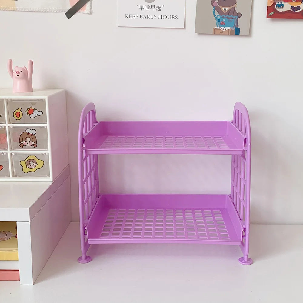 Rynx | Sweet Room Storage Organizer Storage Shelf Kawaii 2-Layer Desktop Cosmetic Jewelry Storage Shelf Bathroom Shelf Storage Rack