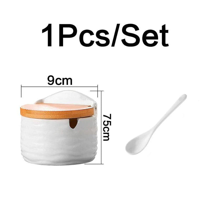 Lisslune | Chic European ceramic spice storage set with salt box & spice organizer