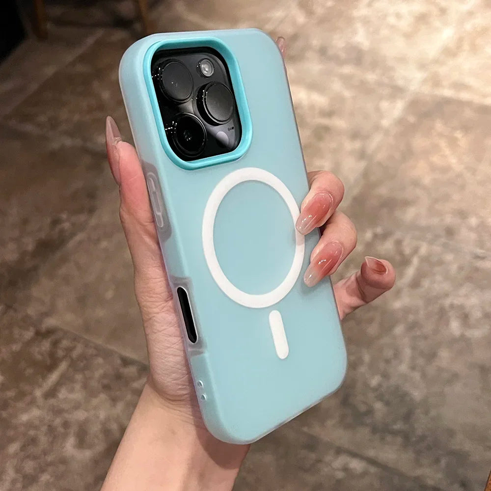 Lisslune | Weiche Gummi-Gummi-Bonbons Farbe Für Magsafe Telefonhülle Für iPhone 16 15 14 13 12 11 Pro Max Plus Drahtloses Laden 2 IN 1 Hülle