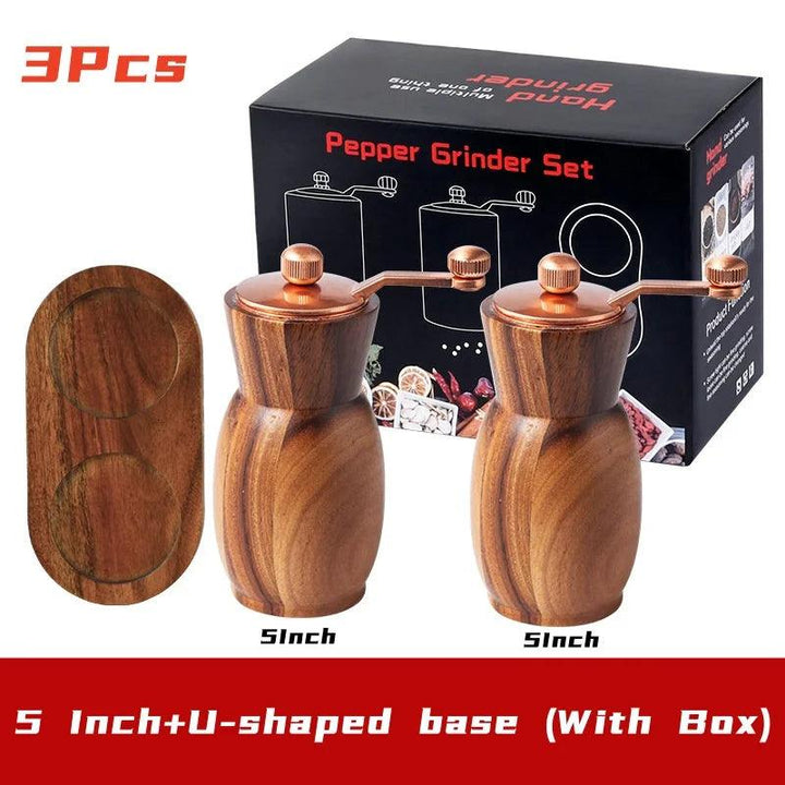 Lisslune | Elegant hand-operated wooden spice mill set with adjustable ceramic core