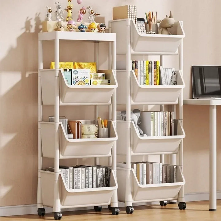 Rynx | Trolley Bookshelf Kitchen Storage Rack Kitchen Corner Cabinet Narrow Slot Storage Cabinet Bathroom Living Room Home Organizer