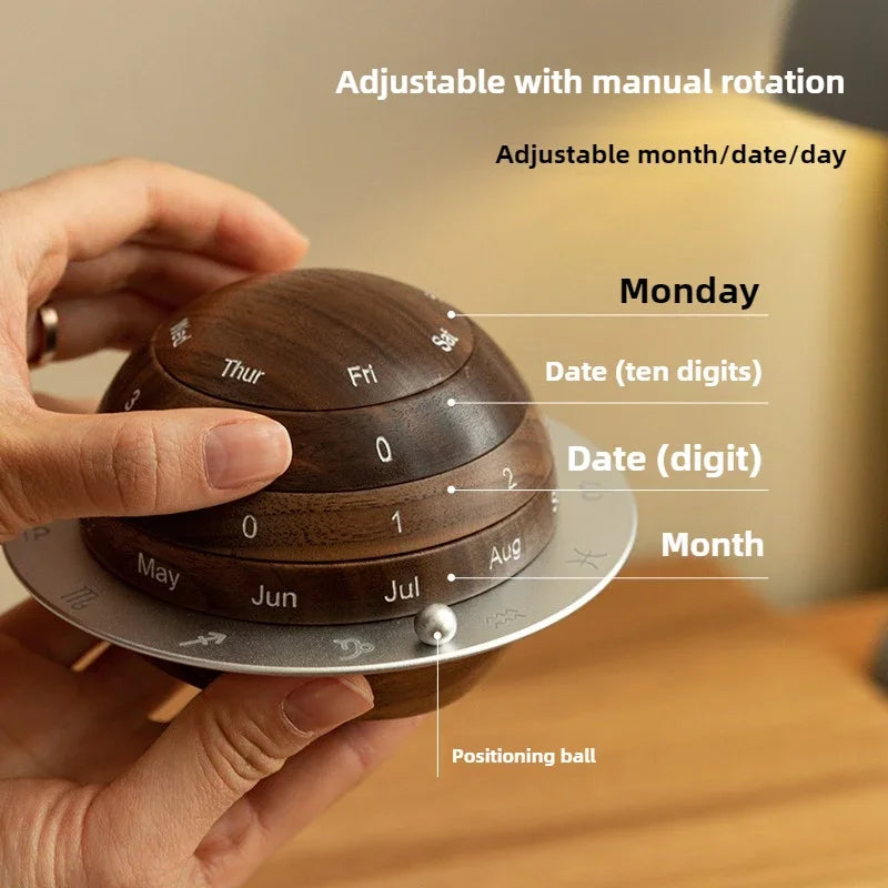 Lisslune | Cosmic Cycle Minimalist Rotating Wooden Calendar