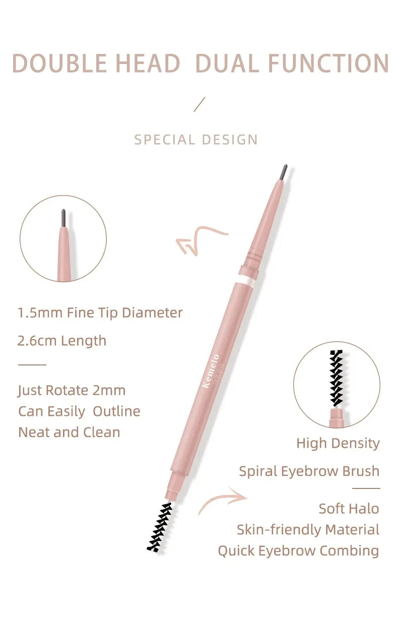 Rynx | 1PC Waterproof Dual-Sided Eyebrow Pencil 1.5 mm Ultra-Fine Eyebrow Pencil Sweat-Proof Long-Lasting Professional Eye Makeup