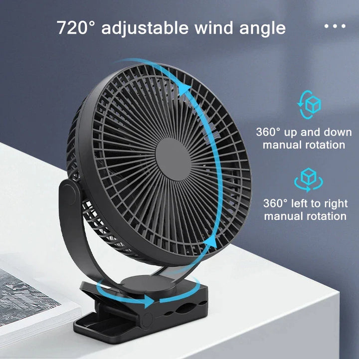 Lisslune | Portable USB Rechargeable Fan with 10000mAh Battery & Clip – Zephyr