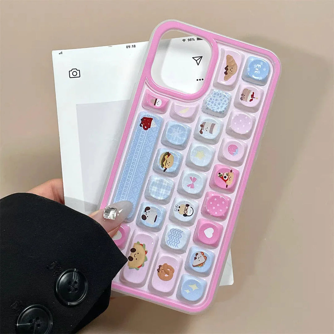 Lisslune | Kreatives süßes Obst Tieretui kompatibel für iPhone 11 13 15 16 14 12 Pro Max 15 16 13 12 Pro 3D Tastatur weiche Hülle