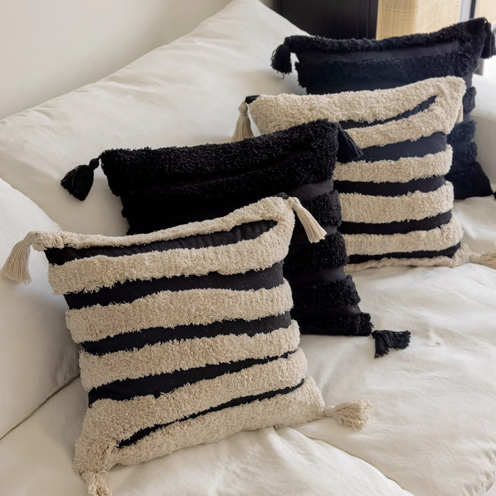 Rynx | Boho-Tufting-Cushion Cover Cotton-Canvas Cushion Cover Car Seat Back Cushion Support Decorative Home Decor 45x45cm