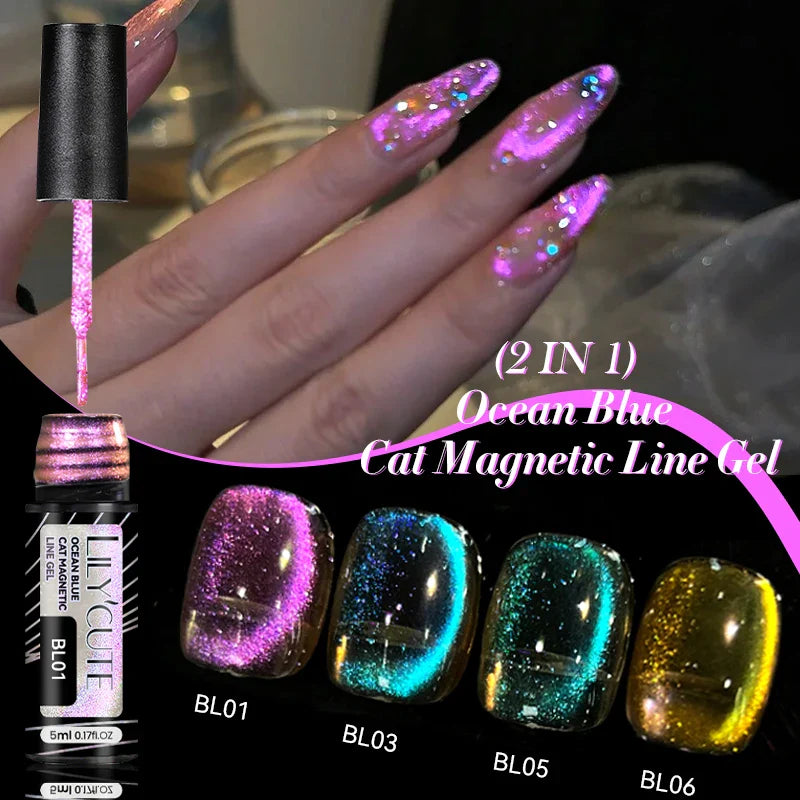 Rynx |5ML Aurora Cat Magnetic Liner Gel Nail Polish Sparkling Paint Gel Nail Polish Semi Permanent UV Gel Lines French Nail Art