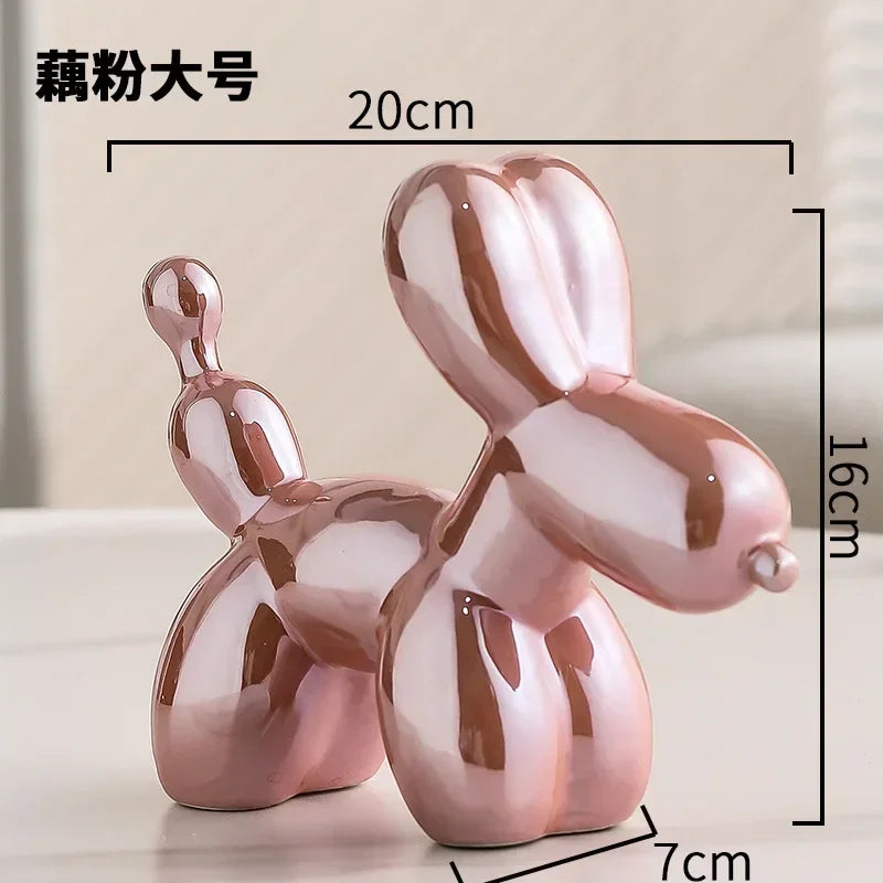 Lisslune | Nordic Ceramic Balloon Dog Sculpture Gold Animal Decorations Statue Living Room Ornaments Creative Desktop Ornament Home Decor