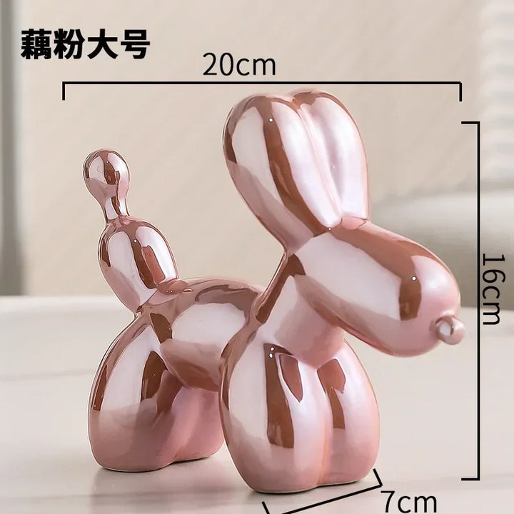 Lisslune | Nordic Ceramic Balloon Dog Sculpture Gold Animal Decorations Statue Living Room Ornaments Creative Desktop Ornament Home Decor