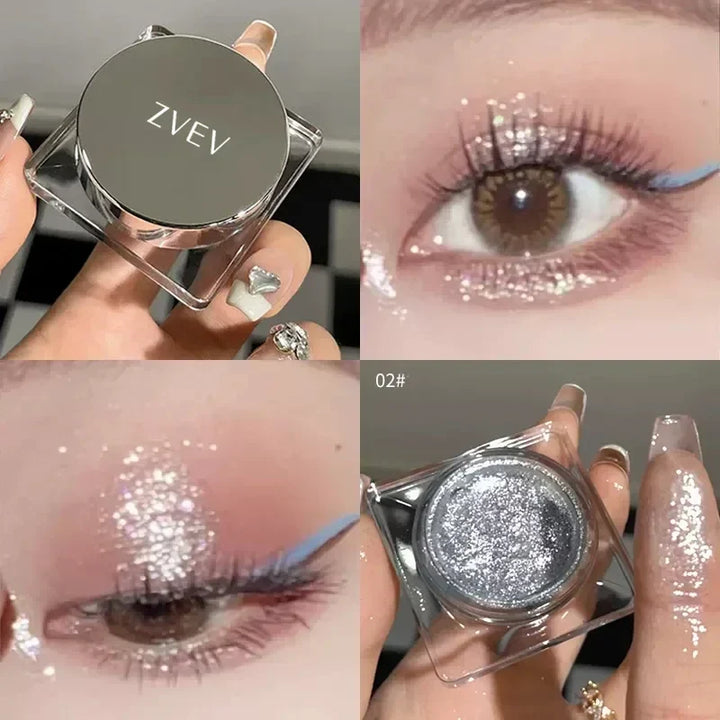 Rynx | Glitter Punk Smoky Black Eyeshadow Gel Makeup Palette Metallic Dark Silver Wet Eyes Shadow Highlighter Pearls Pigments Cosmetics