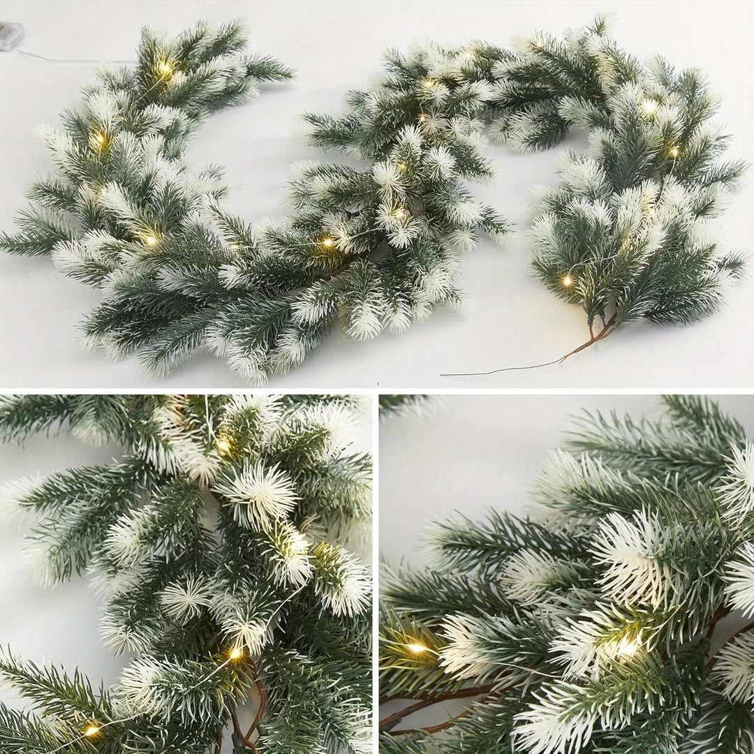 Rynx Handmade 74.8" Pine Christmas Garland with LED String Lights - Perfect for Indoor and Outdoor Christmas Decoration, Christmas Decor