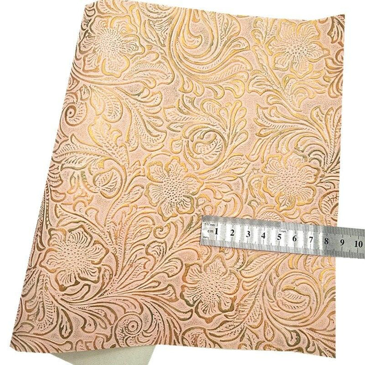 Lisslune | Glamorous Chunky Glitter Peony Pattern Synthetic Leather - Essential for Crafters