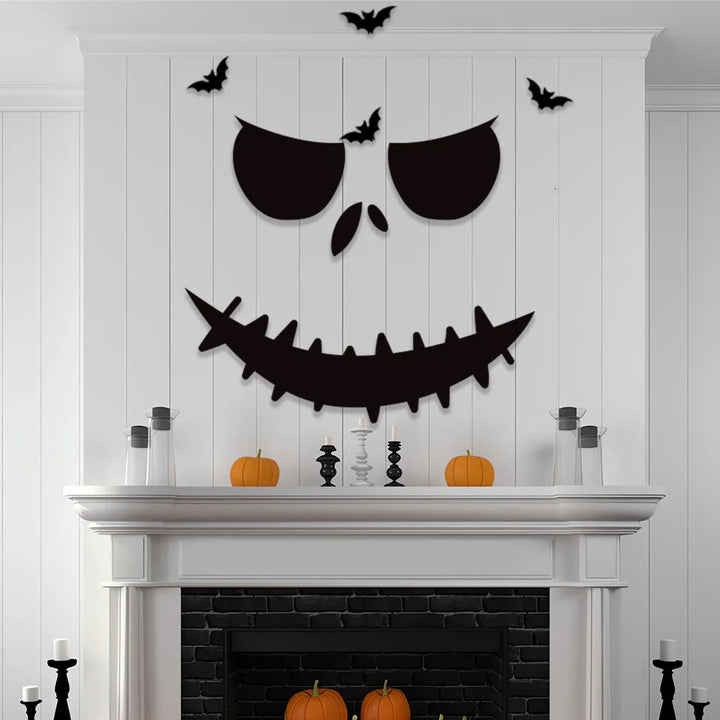 Rynx | Black Halloween Decoration Skeleton Hand Pumpkin Door Sticker Ghost Festival Party Decor Grinning Mouth Wall Sticker Happy Halloween