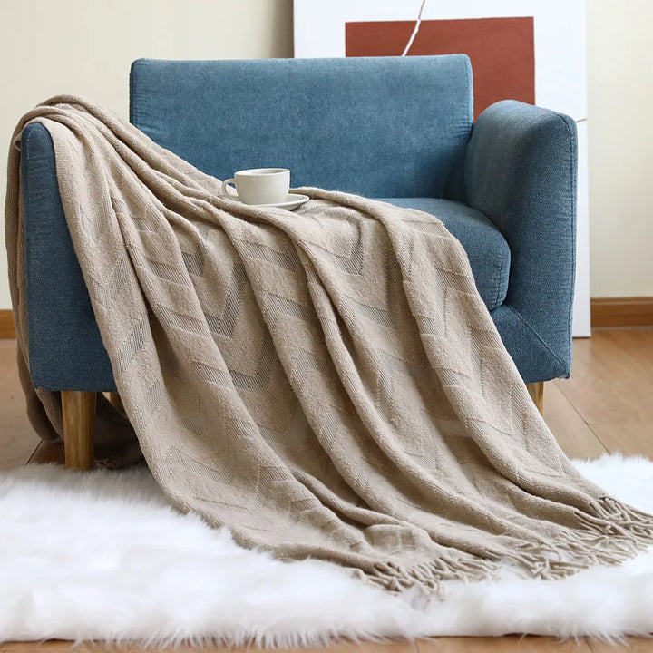 Rynx | Textile City geometric jacquard blanket herringbone knit throw office air conditioning nap blanket pashmina scarf home decor