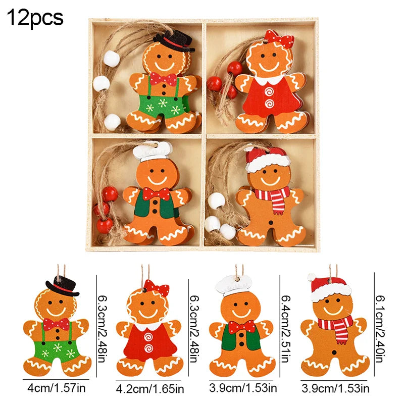 Rynx Christmas Wood Pendant Gingerbread Man Gnome Christmas Tree Hanging Decoration Noel Navidad Decorations for Home New Year Gift