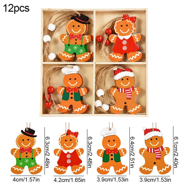 Rynx Christmas Wood Pendant Gingerbread Man Gnome Christmas Tree Hanging Decoration Noel Navidad Decorations for Home New Year Gift