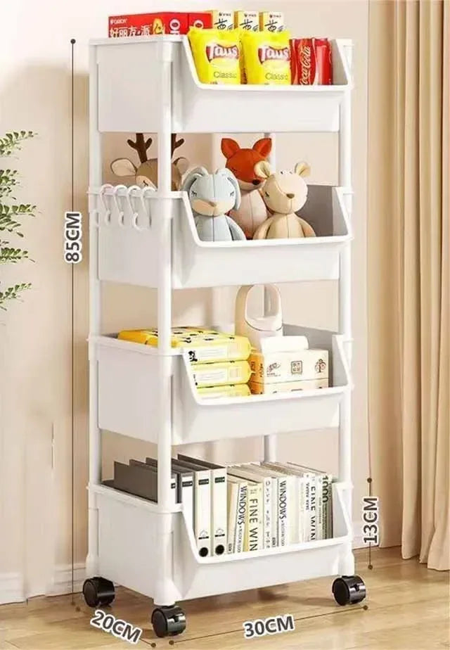 Rynx | Trolley Bookshelf Kitchen Storage Rack Kitchen Corner Cabinet Narrow Slot Storage Cabinet Bathroom Living Room Home Organizer