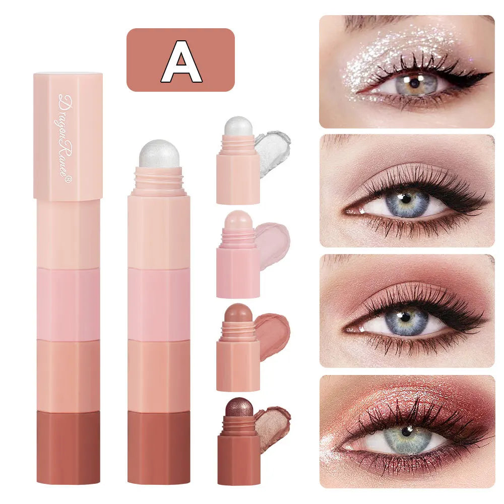Rynx | 4 In 1 Pearl Eye Makeup Pencil Glitter Silk Moth Liner Highlighter Pencil Long-lasting Matte Shimmer Eye Pencil Eye Makeup Cosmetics