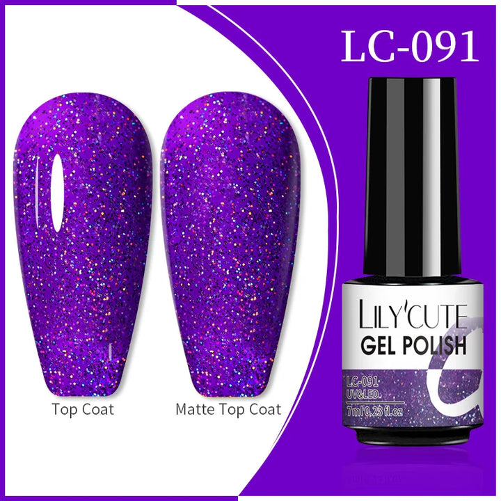 Rynx | 7ml Glitter Gel Nail Polish Semi Permanent Sequins Soak Off UV Gel Colorful DIY Nail Art Polishes