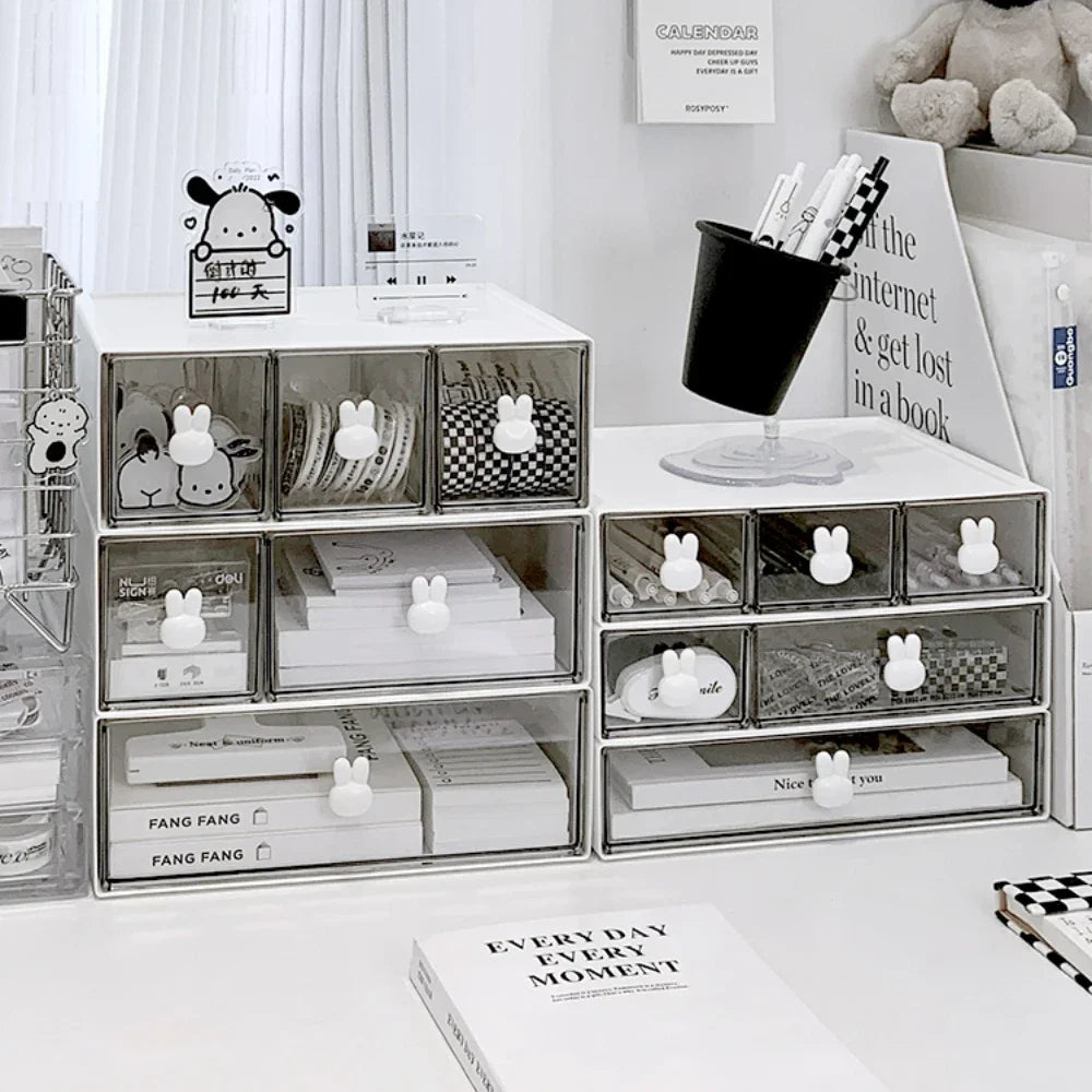 Rynx | Kawaii Ins Organizer Desktop Drawer Free Combination Storage Box Plastic Hairpin Makeup Cosmetic Desk Storage Organizer Shelf