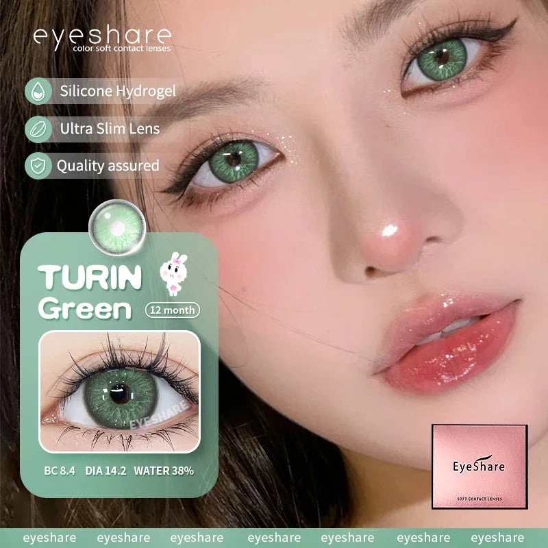 Rynx | 1 Pair Colored Contact Lenses for Eyes Natural Brown Eye Lenses Gray Pupils Blue Eyes Soft Lenses Annual Green Contact Lenses