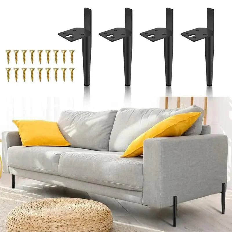 Lisslune | Modern gold and black steel adjustable furniture legs - Set of 4 with rubber feet