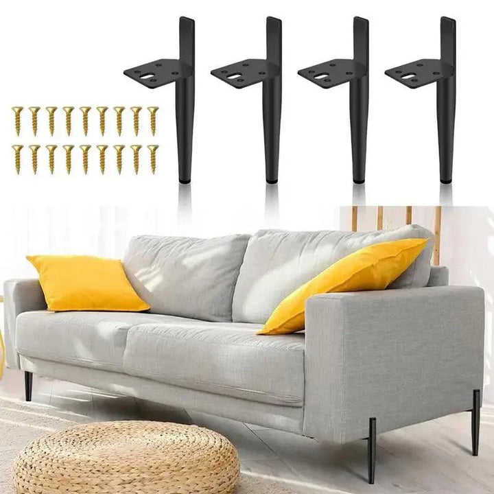 Lisslune | Modern gold and black steel adjustable furniture legs - Set of 4 with rubber feet