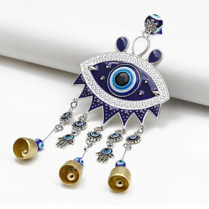 Lisslune | Turkish Blue Glass Evil Eyes Wind Chime - Handmade Protective Home Decoration