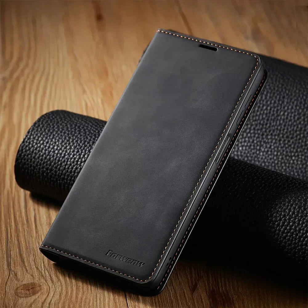 Lisslune | Samsung Case: Magnetic Leather Bag for Stylish Protection