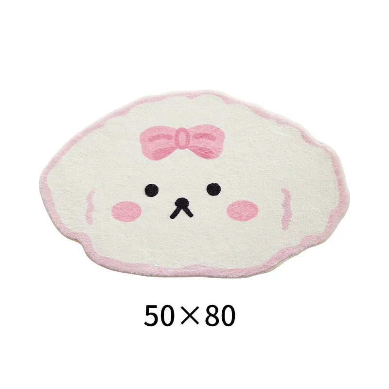 Rynx | Cute Plush Bedroom Rug IG Fashion Girls Elegant Living Room Rugs Modern Cartoon Minimalist Sweet Rug Doormat Kawaii IG Home Decor
