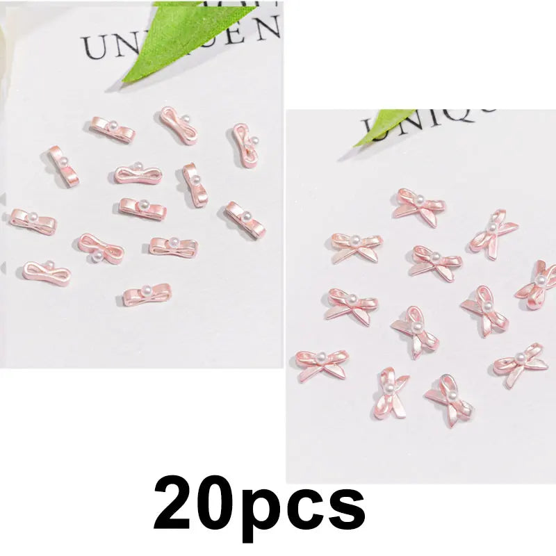 Rynx | 20 pieces/bag 3D Cherry Nail Charms Red & Pink Cherry Nail Rhinestones Nail Gemstones Nail Glitter Stud Fruit Nail Slices for Nail Jewelry