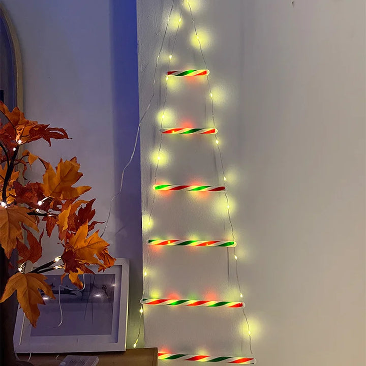 Rynx | LED Christmas Decorations Fairy Lamp LED Ladder Lamp with Climbing Santa Home Outdoor Christmas Light New Year Decoration s