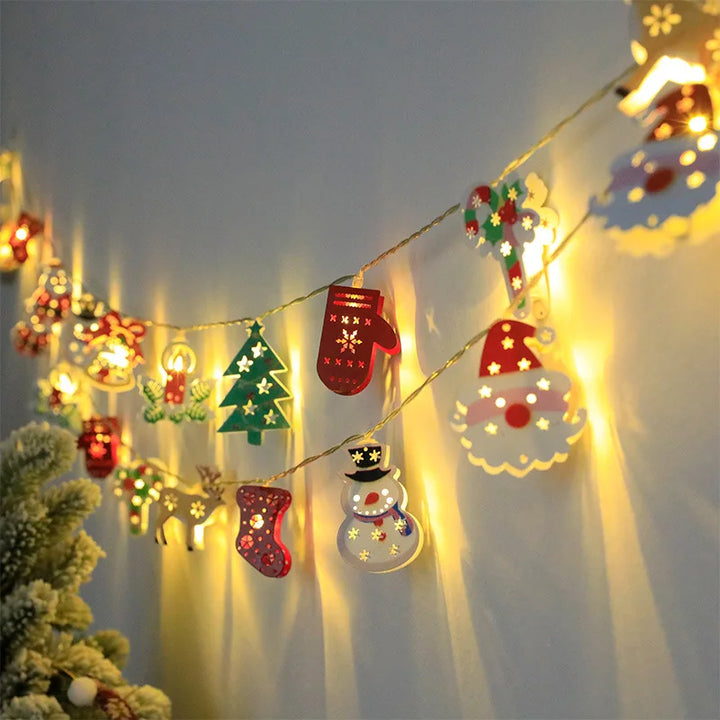 Rynx | LED Fairy Lights Garland Deer Gloves Bells Garland Battery Operated Light Living Room Bedroom Garden Decor Iron Decorative Lamp