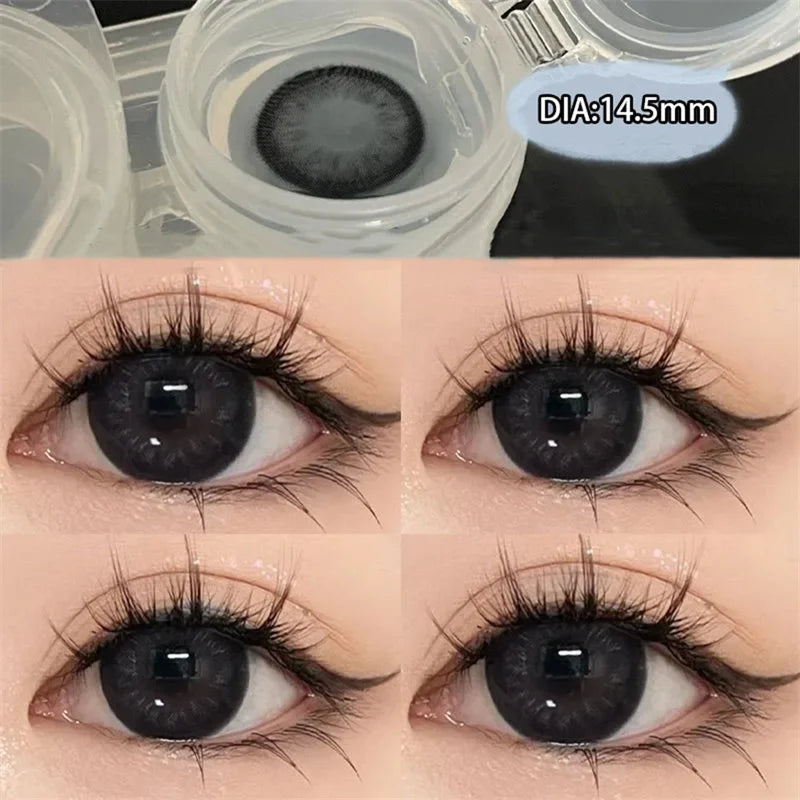 Lisslune | 1 Pair High Quality Myopia Colored Contact Lenses Black Large Diameter Lenses Naturally Soft Beauty Pupil New Fast Shipping