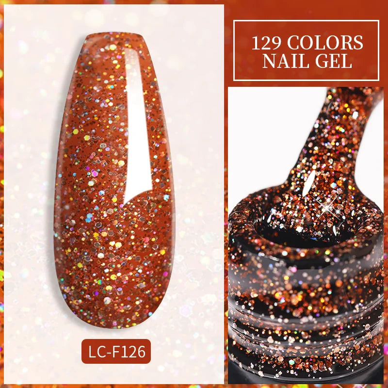 Rynx | 7ml Glitter Gel Nail Polish Semi Permanent Sequins Soak Off UV Gel Colorful DIY Nail Art Polishes