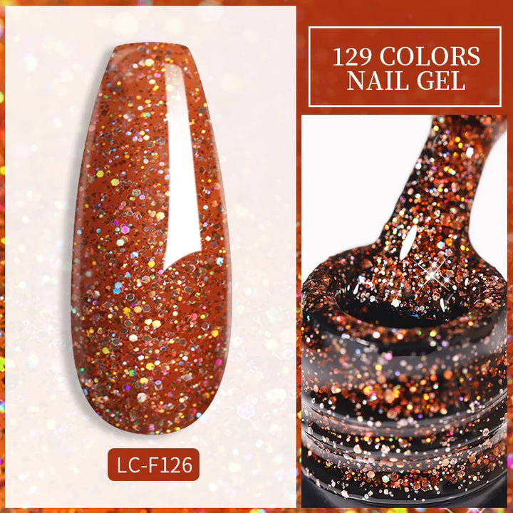 Rynx | 7ml Glitter Gel Nail Polish Semi Permanent Sequins Soak Off UV Gel Colorful DIY Nail Art Polishes