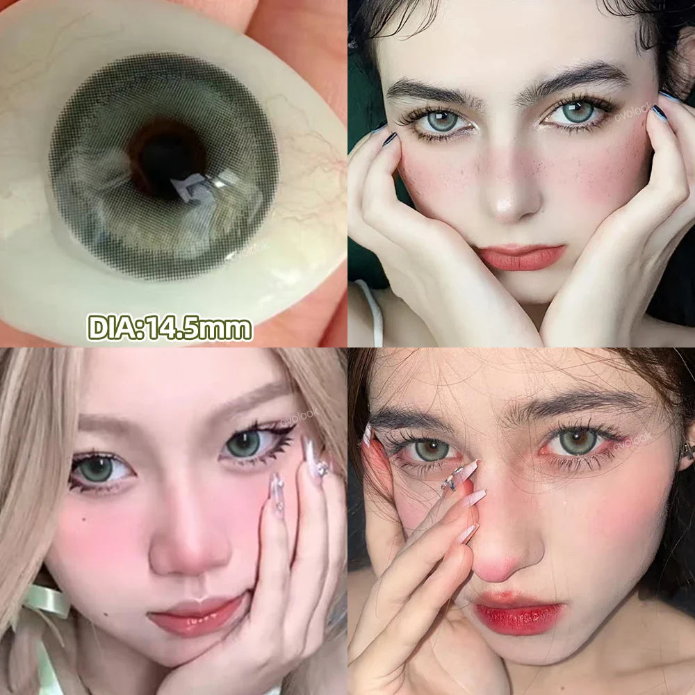 Rynx | New 1 Pair Fashion Large Lens Myopia Colored Contact Lenses for Eye Beauty Blue Eye Lenses Green Pupils Brown Gray Lens