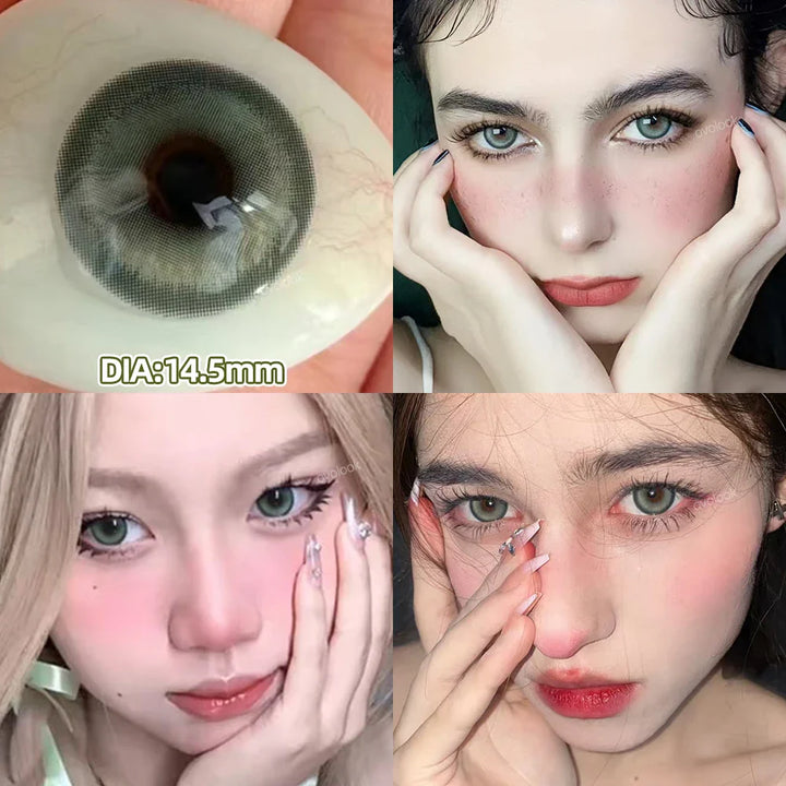 Rynx | New 1 Pair Fashion Large Lens Myopia Colored Contact Lenses for Eye Beauty Blue Eye Lenses Green Pupils Brown Gray Lens