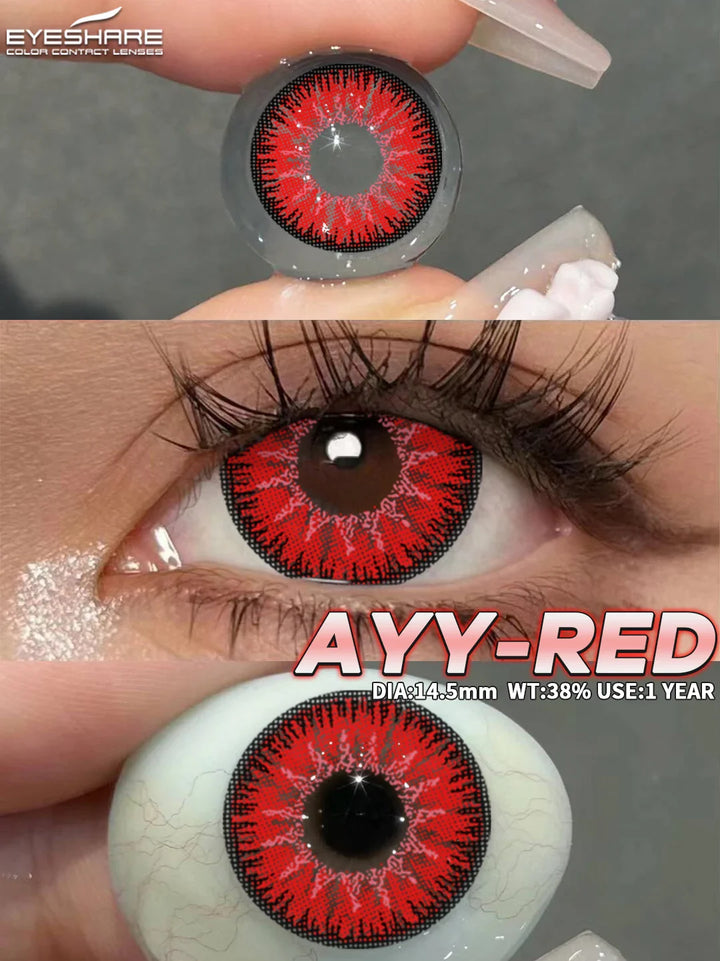 Rynx | 1 Pair Colored Contact Lenses Purple Eye Lenses Yearly Cosplay Red Lenses Cosmetic Contact Halloween Gentle Makeup Pupils