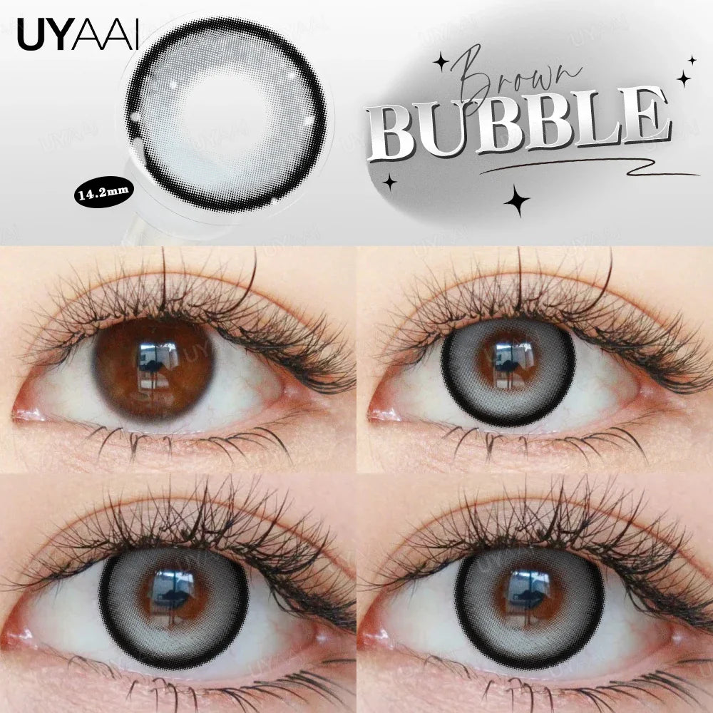 Rynx | Myopia 15MM Black Diamond Lenses with Diopters 1 Pair Big Eyes Natural Black Lenses Brown Contact Lenses Gray Purple Lens