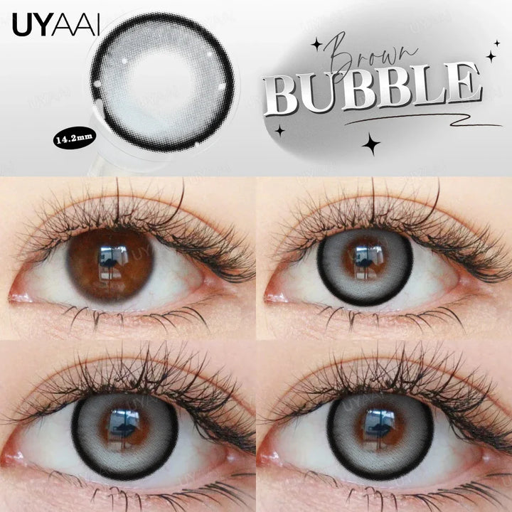 Rynx | Myopia 15MM Black Diamond Lenses with Diopters 1 Pair Big Eyes Natural Black Lenses Brown Contact Lenses Gray Purple Lens
