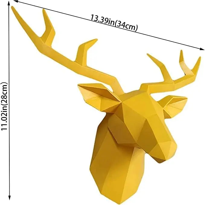 Lisslune | 3D-Deer Head Sculpture, geometric resin, animal deer head wall decoration, modern home decor, luxurious decorative wall decor