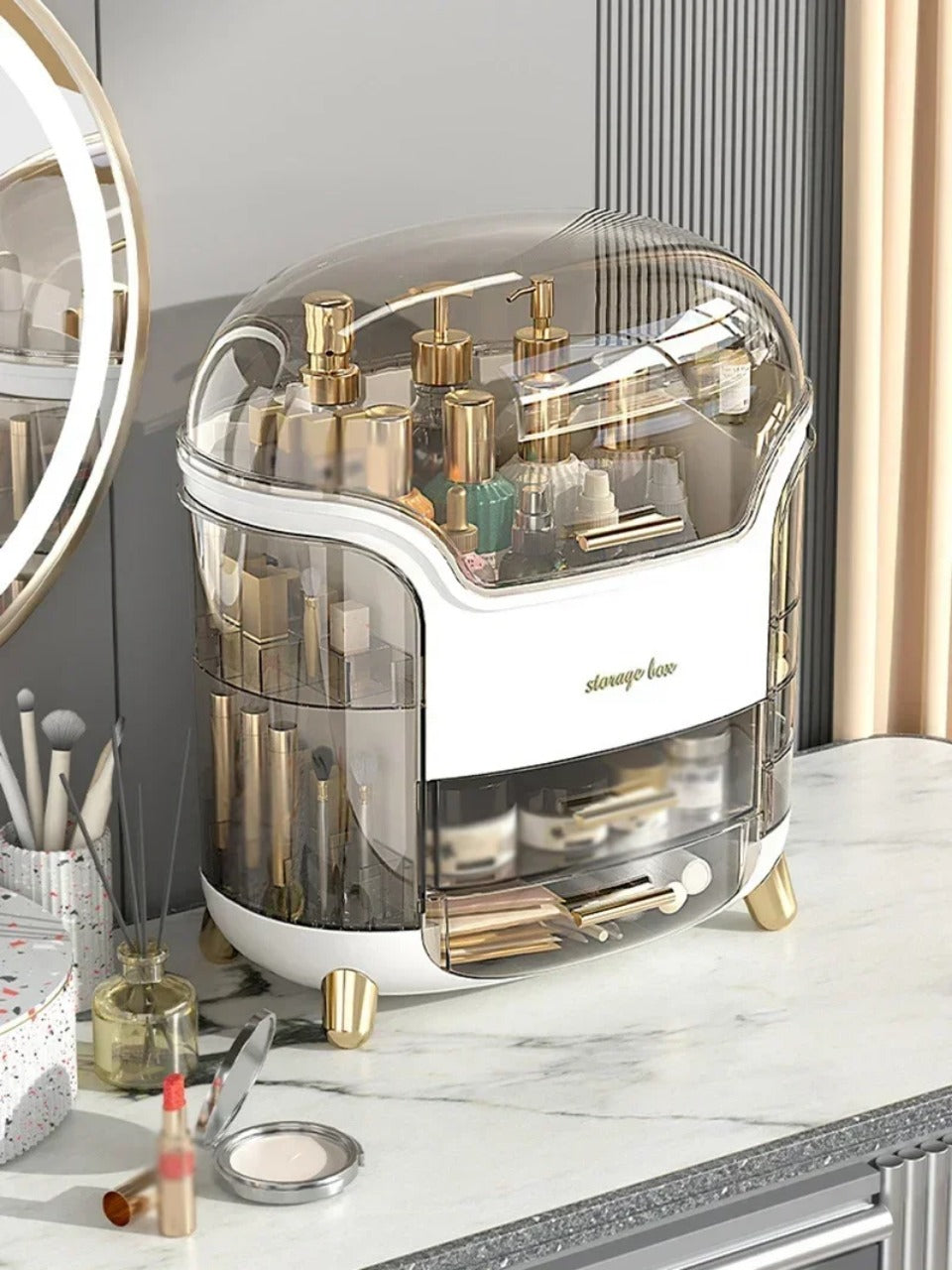 Lisslune | Luxury Transparent Makeup Organizer with Sliding Doors and Drawers