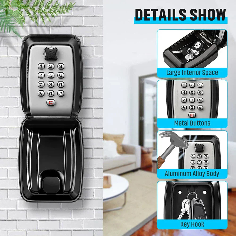 Lisslune | Waterproof Wall-Mounted Key Safe Box – Outdoor Lockable Key Storage with Combination Code