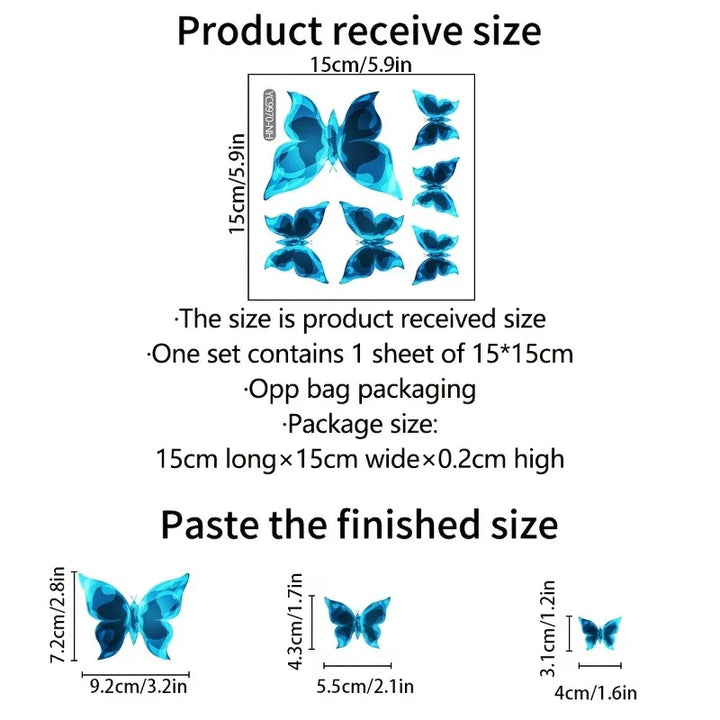 Rynx New Blue Bright Butterfly Wall Stickers Room Decoration Accessories Cartoon Stickers for Anniversaries Birthdays Paster