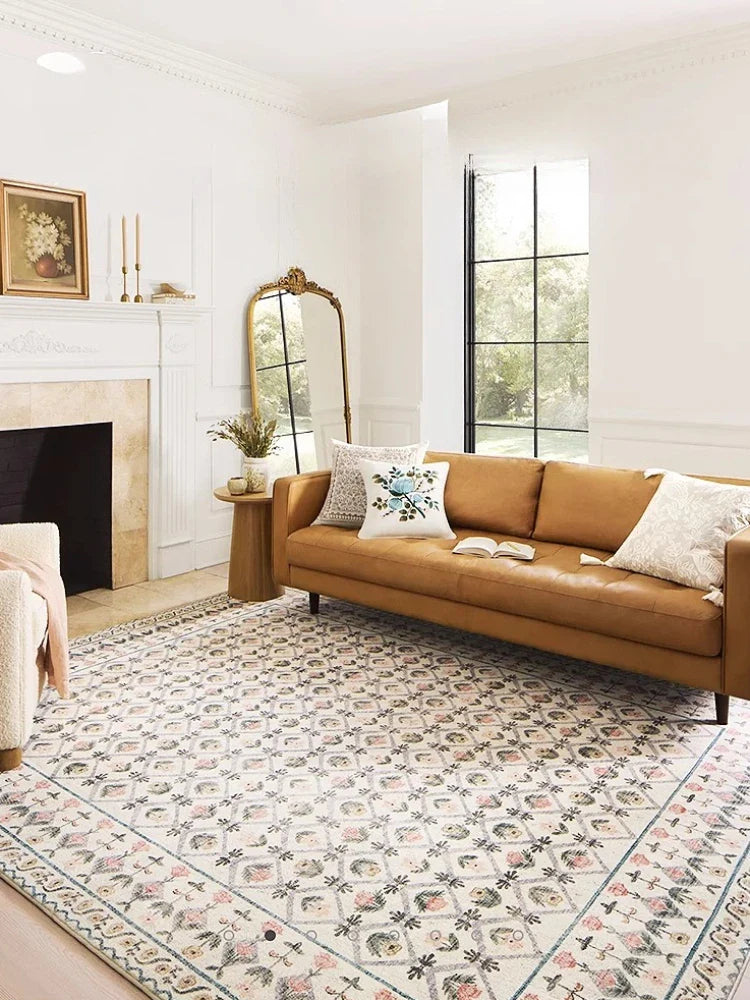 Rynx | Turkish Style Living Room Rugs Comfortable Bedroom Rugs Non-Slip Stain Resistant Carpet Soft Thickened Carpet Floral Tapis IG