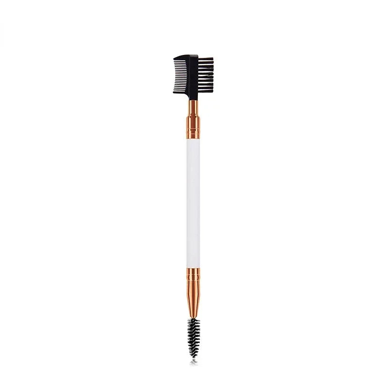 Rynx | Double-Sided Wooden Handle Eyebrow Brush Eyelash Brush 2 In 1 Professional Makeup Brush Eyelash Curler Diagonal Corner Brush