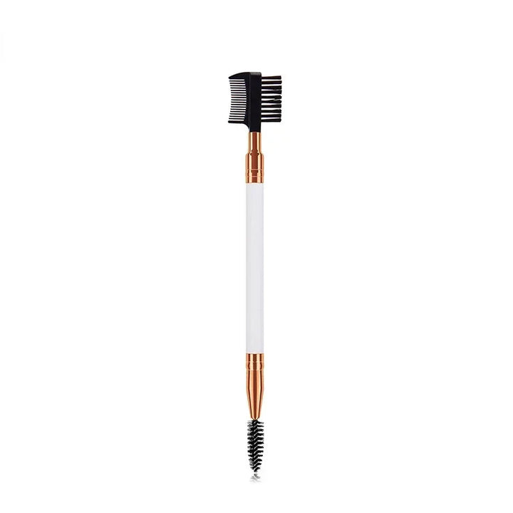 Rynx | Double-Sided Wooden Handle Eyebrow Brush Eyelash Brush 2 In 1 Professional Makeup Brush Eyelash Curler Diagonal Corner Brush